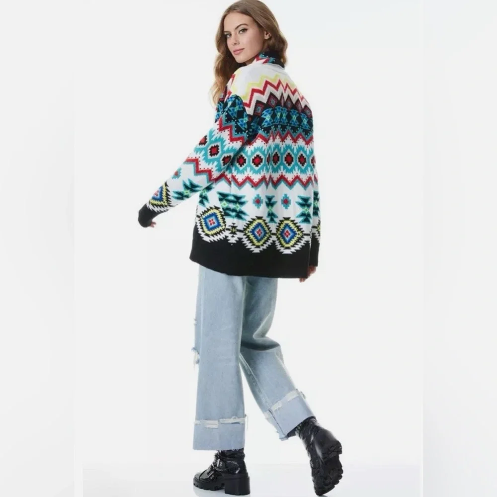 Alice + Olivia Jenn Fair Isle Cardigan Size XS